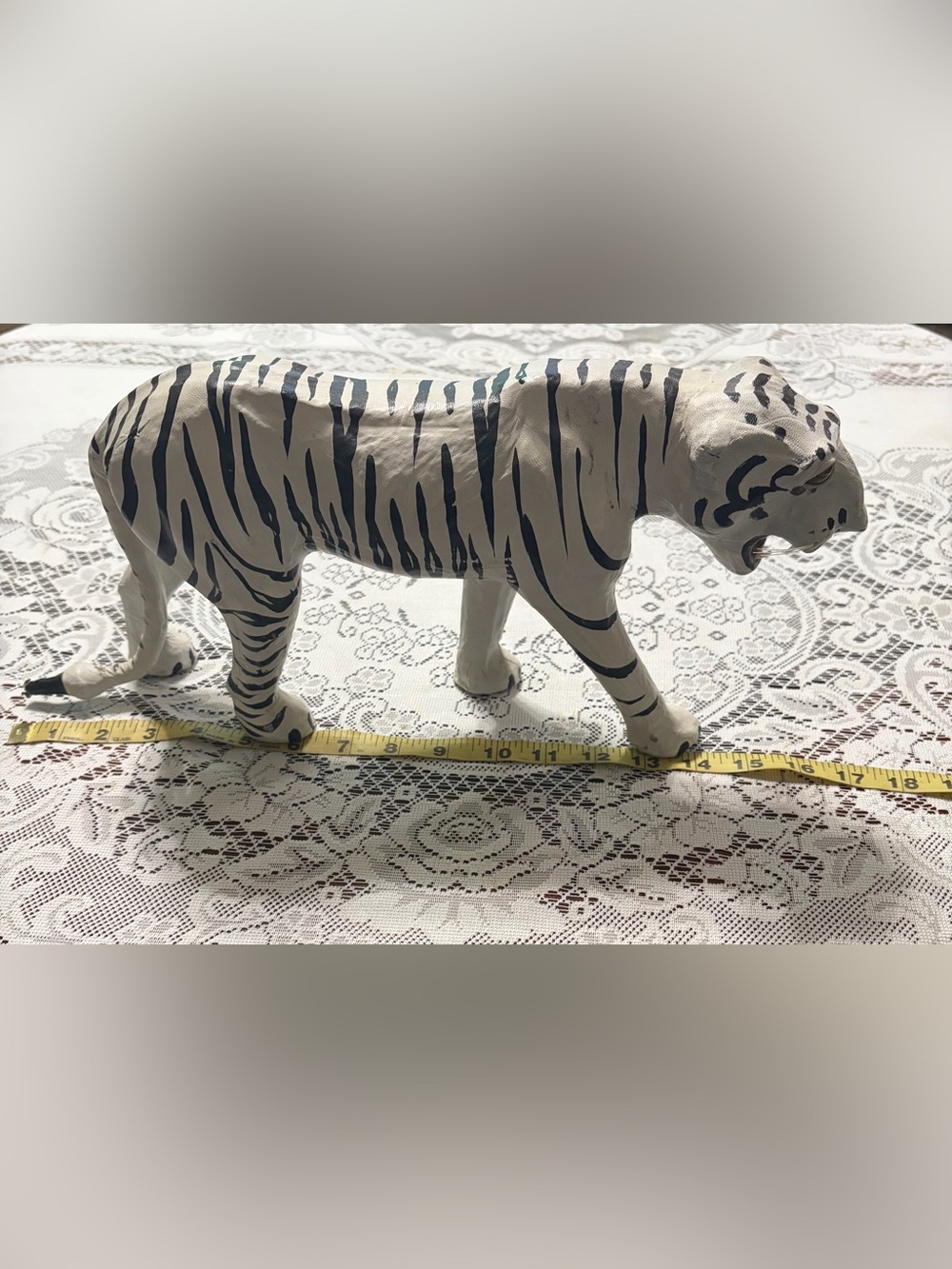 MCM Siberian Tiger Handcrafted Leather Wrapped Paper Mache 1960s